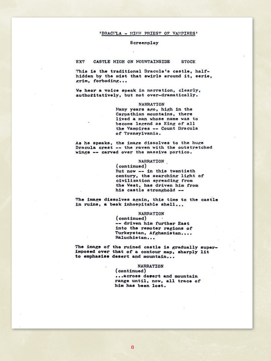 The Unquenchable Thirst of Dracula Scriptbook