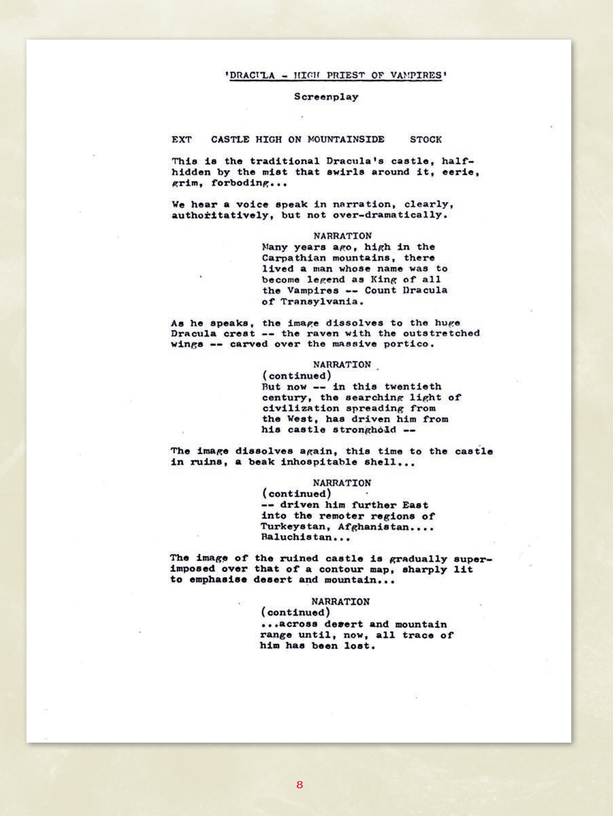 The Unquenchable Thirst of Dracula Scriptbook
