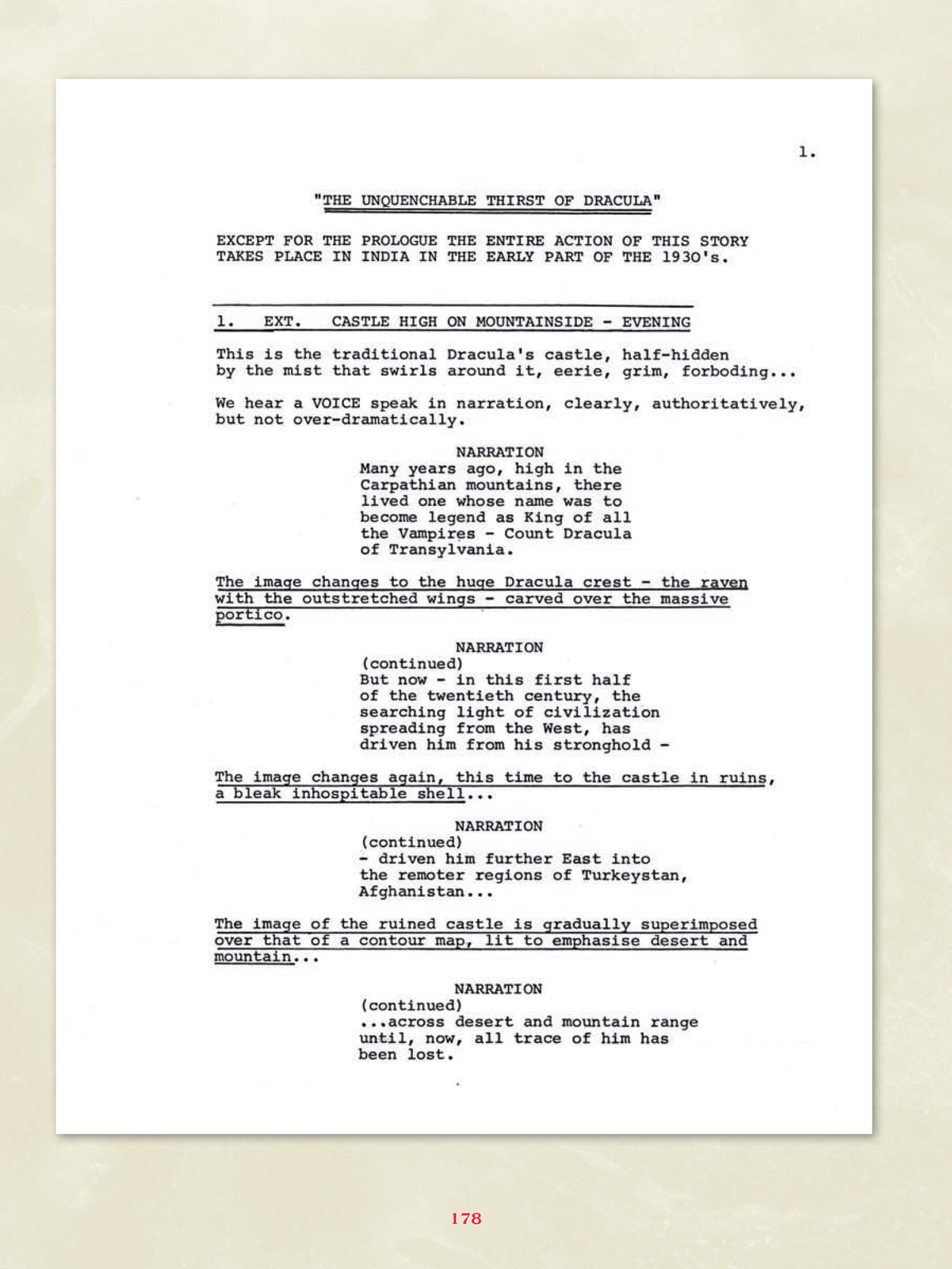 The Unquenchable Thirst of Dracula Scriptbook